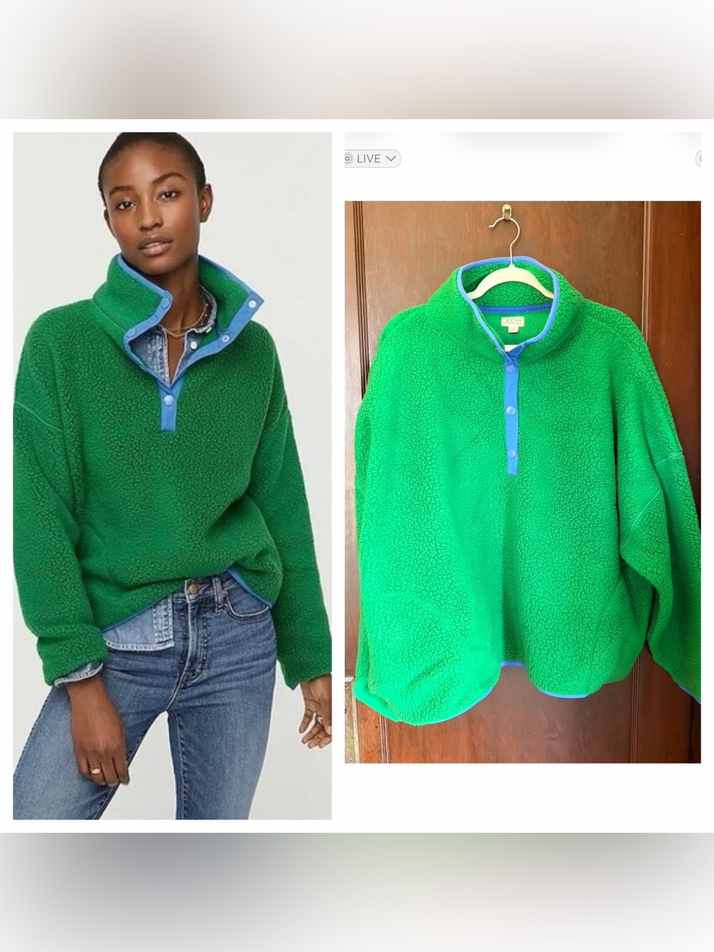 3X J. Crew Vintage Fleece Polartec Sherpa Green Blue
